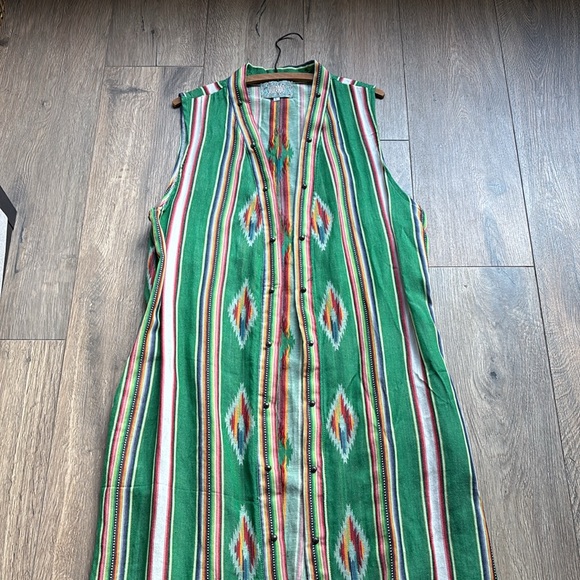 ✨SILVERADO APPAREL Lauren Duster Size Large Southwestern Cotton Serape Stripe - Picture 4 of 15